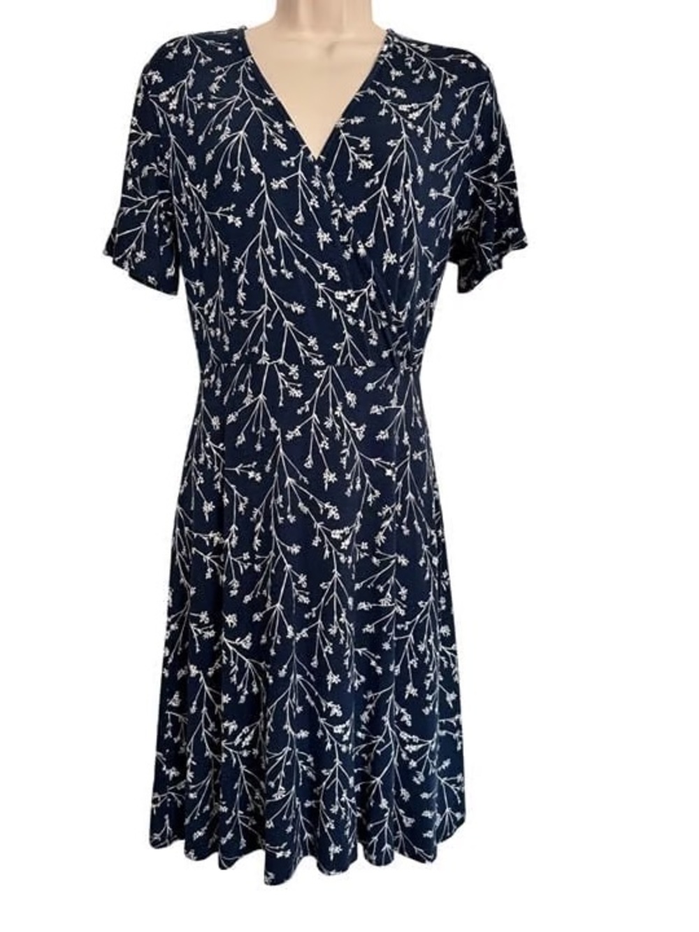 41 Hawthorn Elisse Knit Surplice Dress Navy Floral Size L NWT